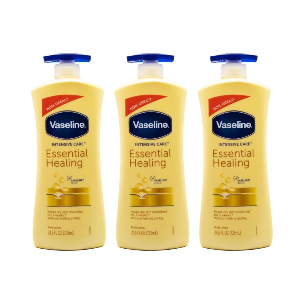 Vaseline Intensive Care Essential Healing Body Lotion Non Greasy 725ml (3 Pack)