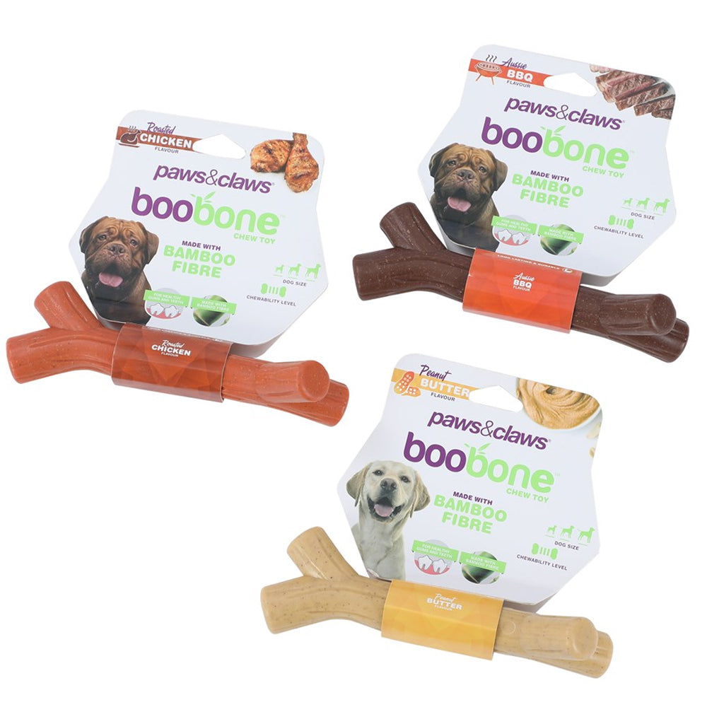 Paws and Claws BooBone Branch Chew Toy Aussie BBQ/Peanut Butter/Roast Chicken (3 Pack)