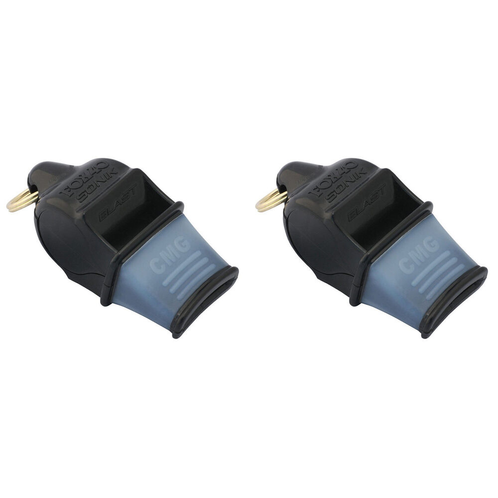 Fox 40 Summit Sonik Blast CMG Whistle Accessory w/ Breakaway Lanyard Black (2 Pack)