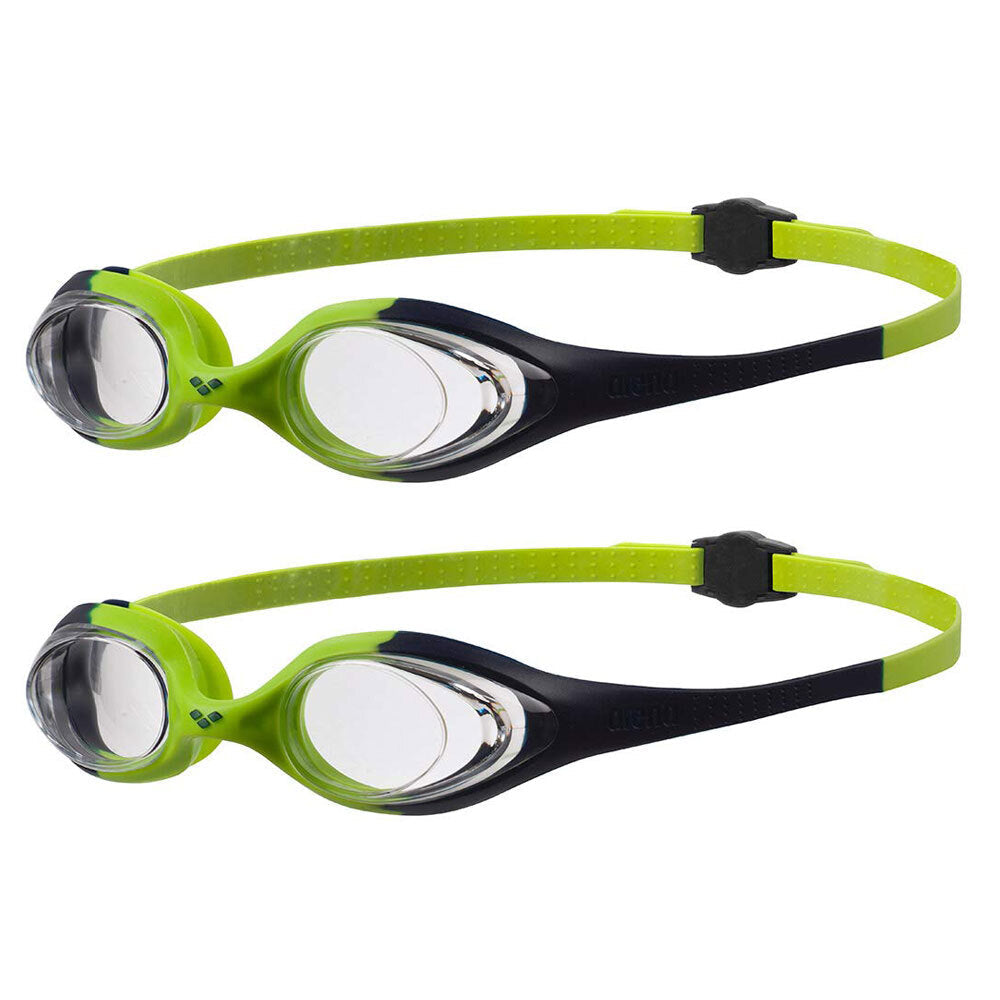 Arena Spider JR Swimming Goggle Anti-Fog Adjustable Glasses Kids 6-12y Green (2 Pack)