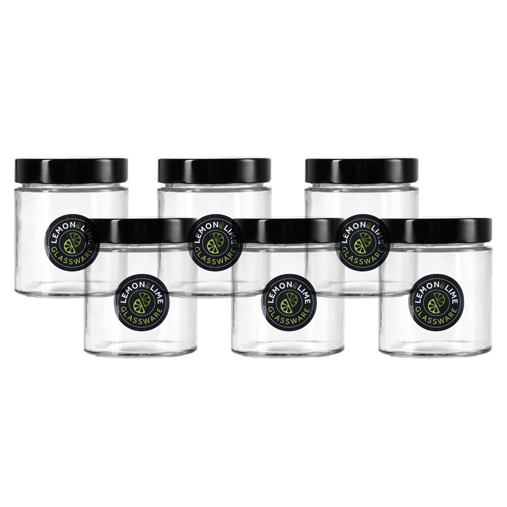 Lemon and Lime Soho 470ml Glass Preserve Jar Container Storage w/ Black Lid CLR (6 Pack)