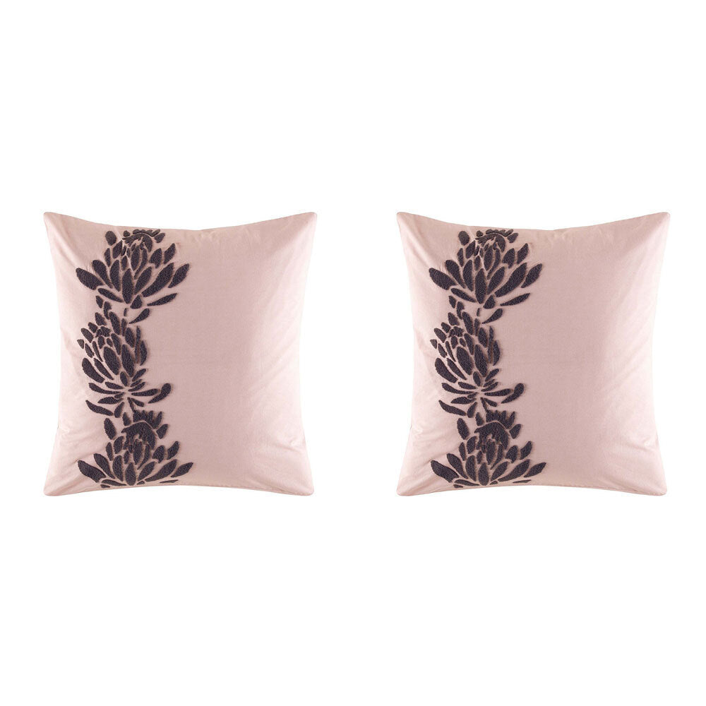 Kas Australia Dalby Euro Throw Pillowcase/Cushion Cover Square 65x65cm Blush (2 Pack)