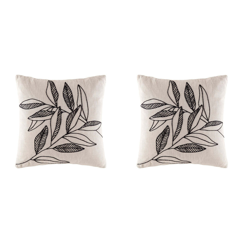 Kas Australia Georgie Filled Cushion/Pillow Home Decor Square 50x50cm Black (2 Pack)