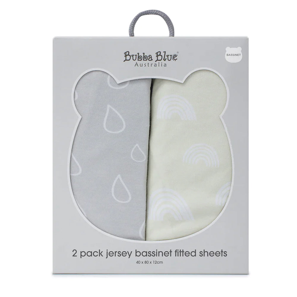Bubba Blue 40x80cm Nordic Bassinet Jersey Fitted Sheet Baby 0-12m Grey/Sand (2 Pack)