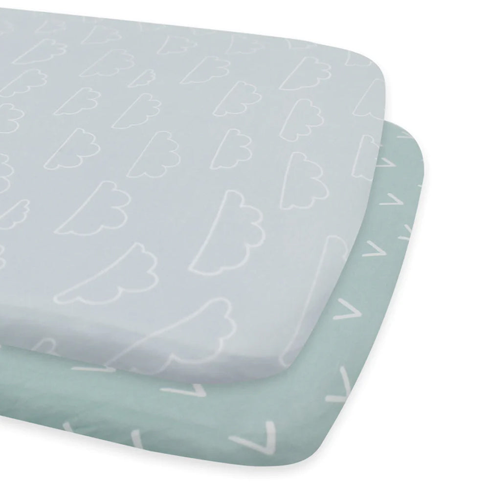 Bubba Blue 55x84cm Nordic Jersey Co-Sleeper Fitted Sheet Baby 0-12m Sky/Mint (2 Pack) — image 4