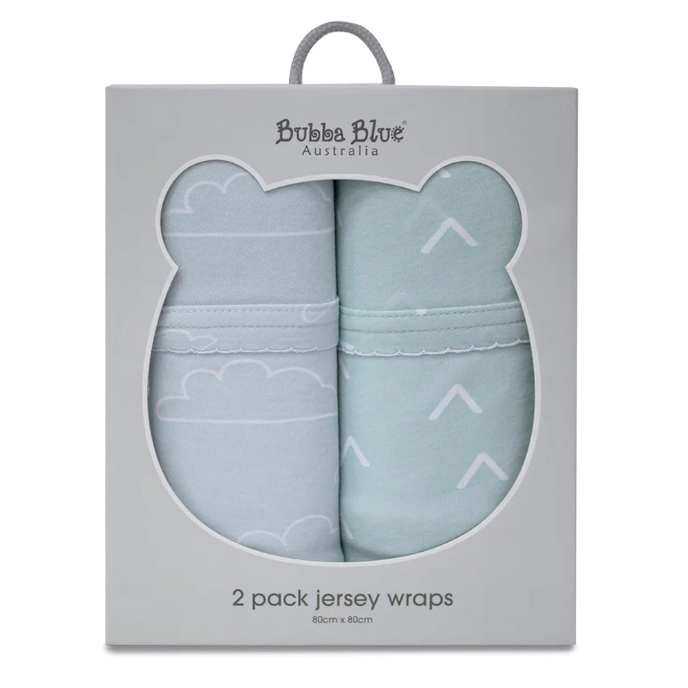 Bubba Blue Nordic 80x80cm Soft Jersey Swaddle Wrap Baby 0-12m Dusty Sky/Mint (2 Pack)