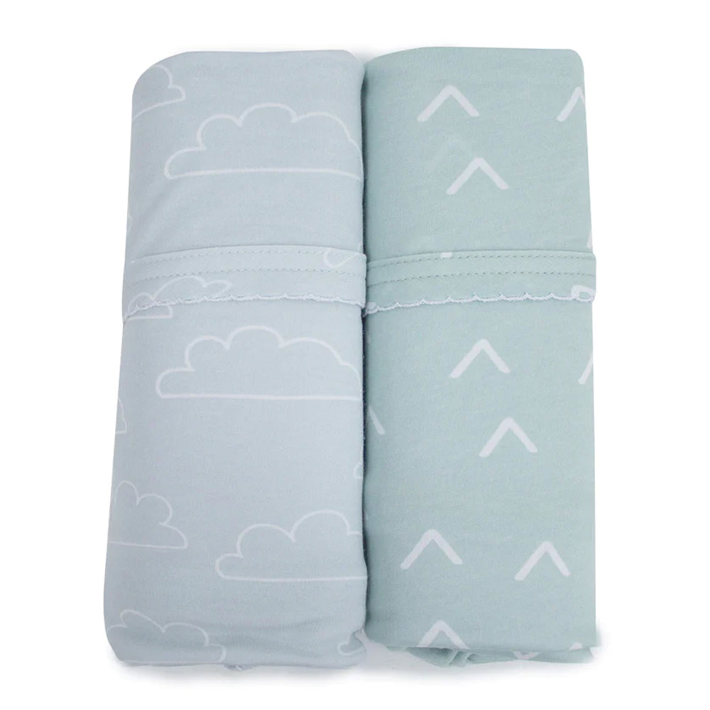 Bubba Blue Nordic 80x80cm Soft Jersey Swaddle Wrap Baby 0-12m Dusty Sky/Mint (2 Pack) — image 2