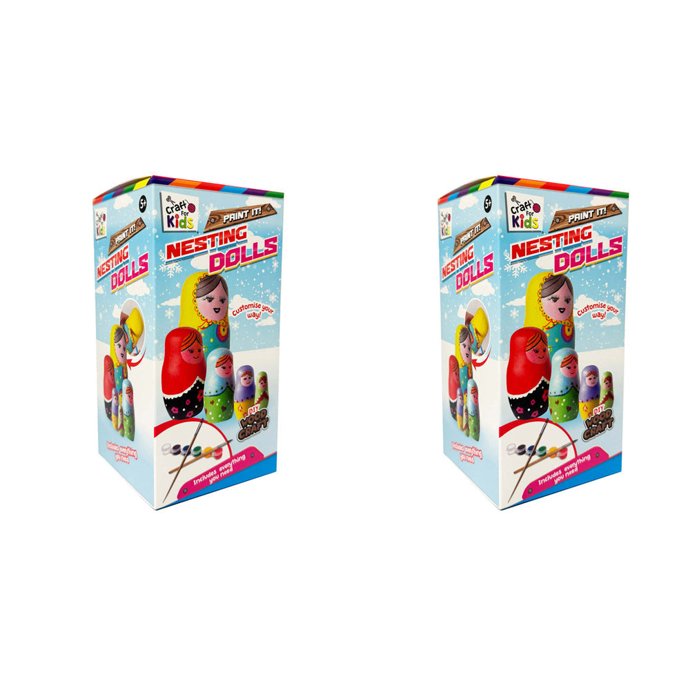 Craft for Kids Paint Your Own Wooden Nesting Dolls 5y+ (2 Pack)