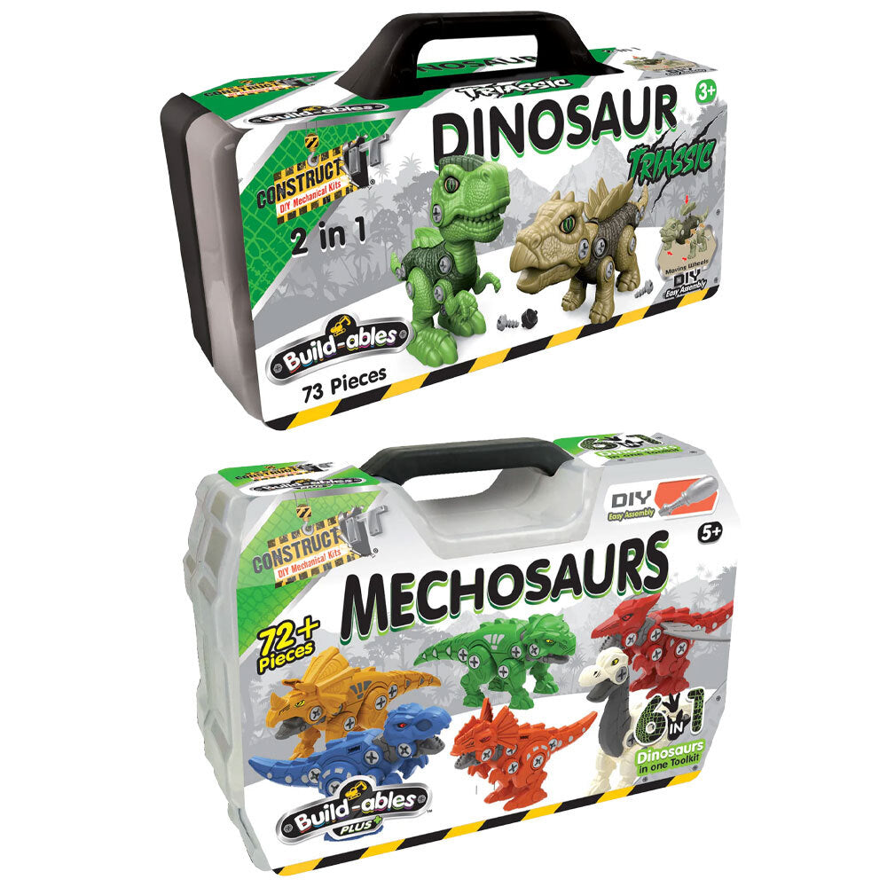 Construct IT 2in1 Dinosaur Triassic and Mechasurus Kids Building Toy Set (2 Pieces)