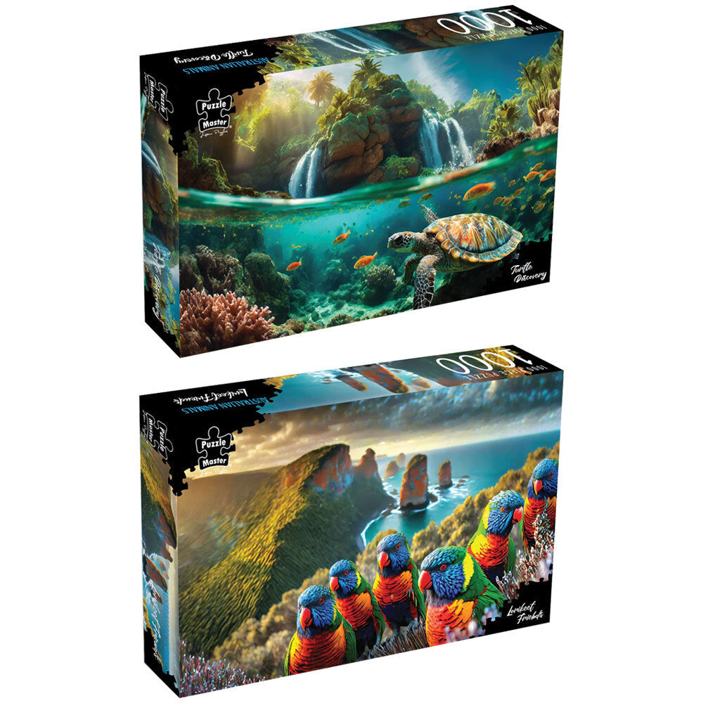 Puzzle Master 70x50cm Lorikeet Friends and Turtle Discovery Jigsaw Set (2 Pieces)