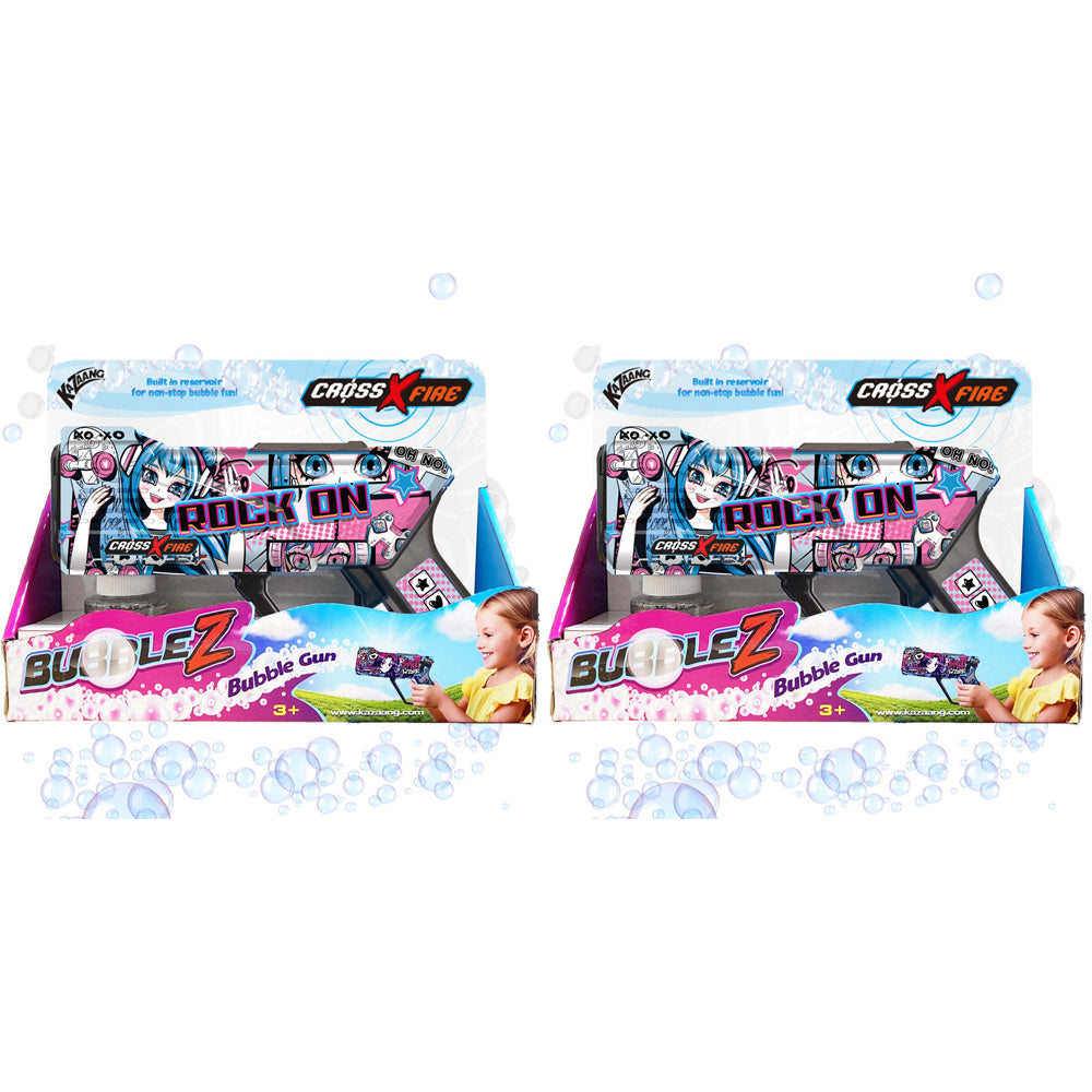 Kazaang CrossXFire BubbleZ Gun Kids/Children Outdoor Play Toy Rock On 3y+ (2 Pack)