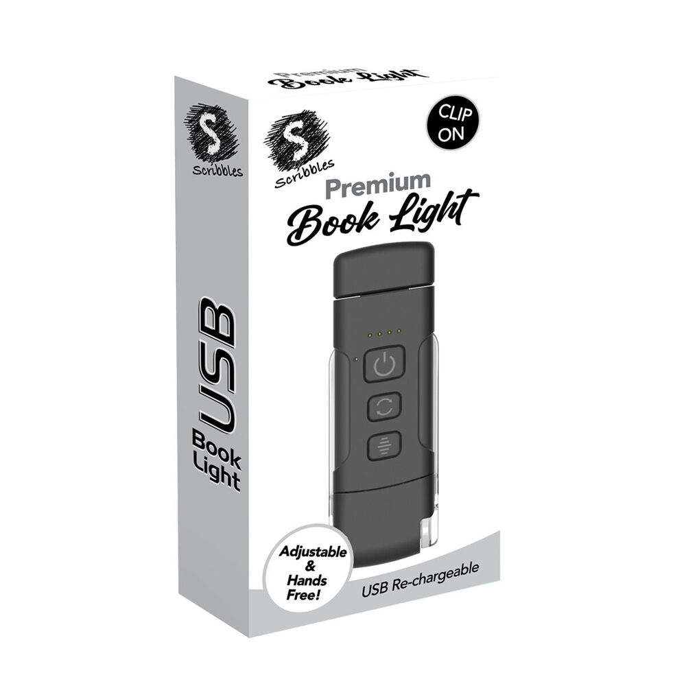Scribbles Stationery LED USB Clip on Bedtime Reading Booklight Black 5y+ (2 Pack) — image 2