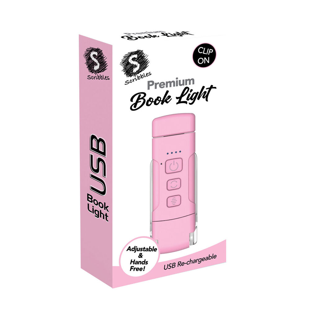 Scribbles Stationery LED USB Clip on Bedtime Reading Booklight Pink 5y+ (2 Pack) — image 2