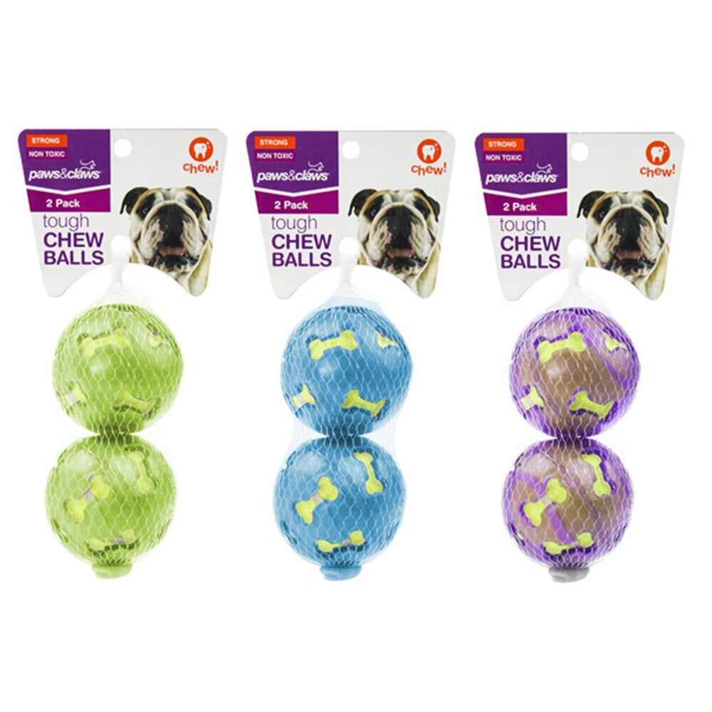 Paws and Claws TPR 7cm Felt Ball Pet Dog/Puppy Tough Chew Balls Toy Assorted (6 Pack)