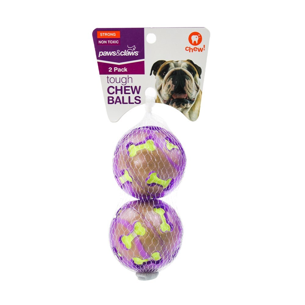 Paws and Claws TPR 7cm Felt Ball Pet Dog/Puppy Tough Chew Balls Toy Assorted (6 Pack) — image 2