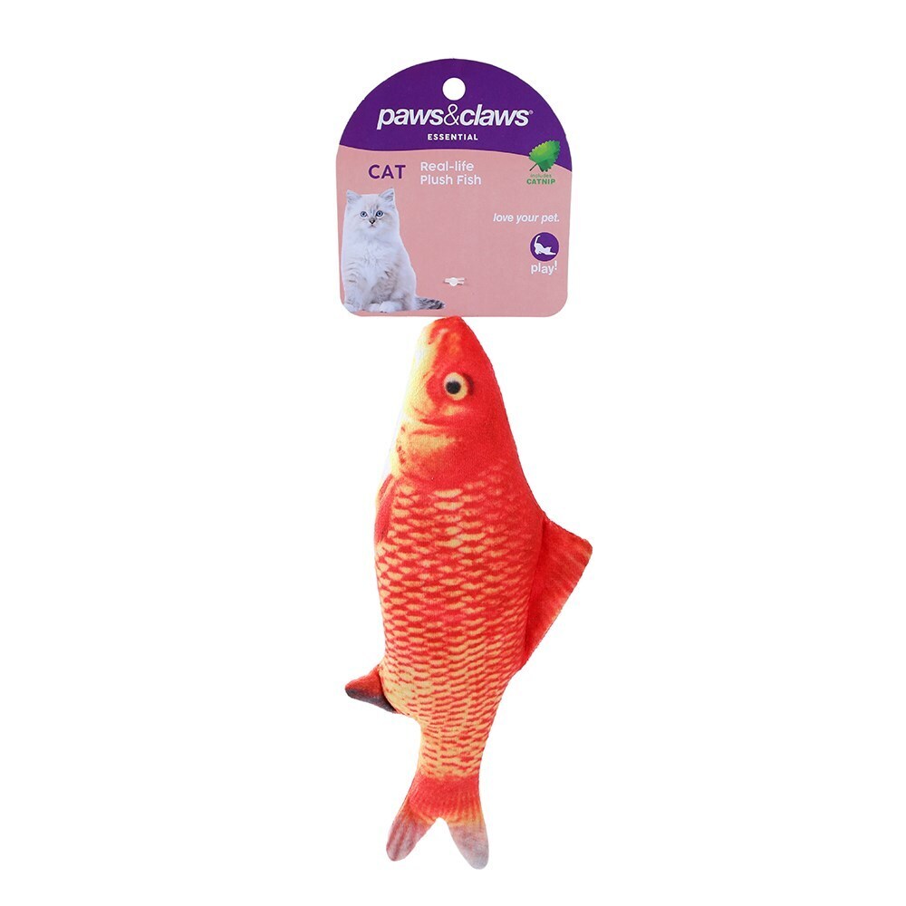 Paws and Claws 20cm Real Fish Printed Catnip Toy - Orange (2 Pack) — image 2