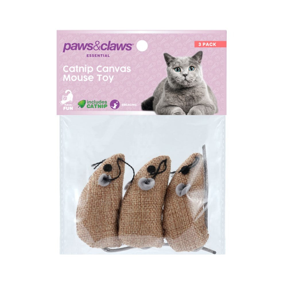 Paws and Claws 3pc Paws & Claws 6.5cm Catnip Canvas Mouse Interactive/Play Toy Cat/Pet Asst (2 Pack) — image 7