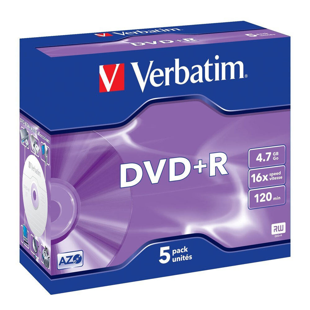 Verbatim 5PK Verbatim DVD+R 4.7GB 16x/120min Blank Discs Data Storage w/ Jewel Cases (4 Pack) — image 3