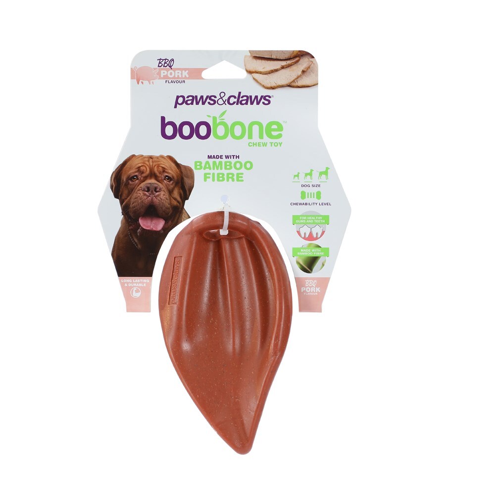 Paws and Claws BooBone 16cm Bamboo Fibre Pigs Ear Dog Chew Treat/Toy BBQ Pork (5 Pack) — image 2