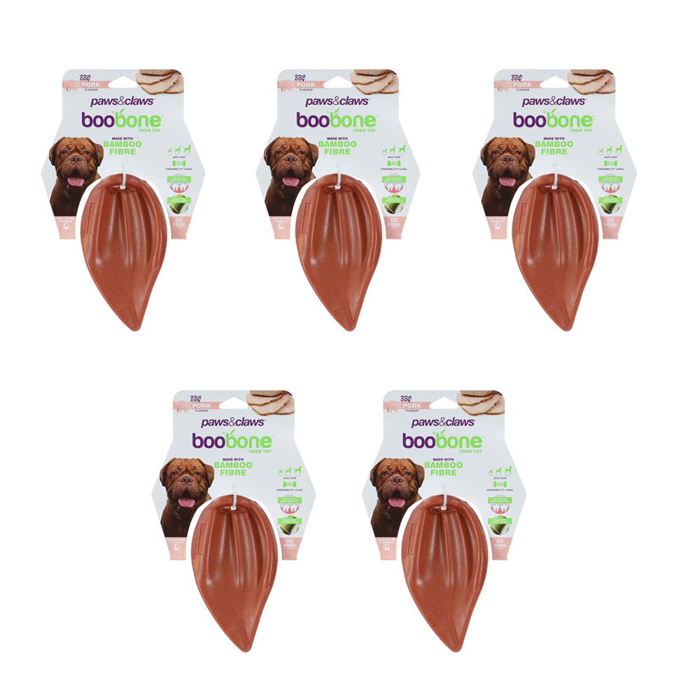 Paws and Claws BooBone 16cm Bamboo Fibre Pigs Ear Dog Chew Treat/Toy BBQ Pork (5 Pack)