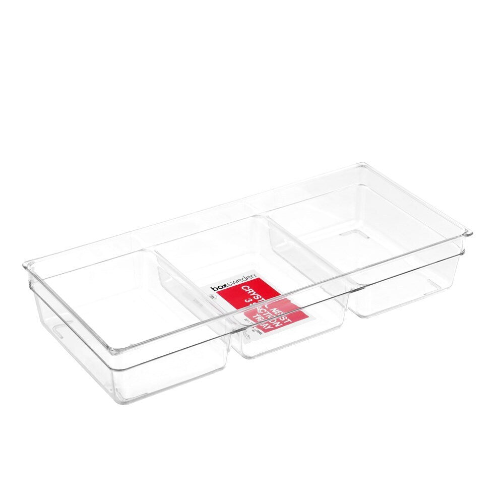 Boxsweden 33 x 15cm Plastic 3 Section Crystal Nest Tray Storage Home/Kitchen (4 Pack) — image 2