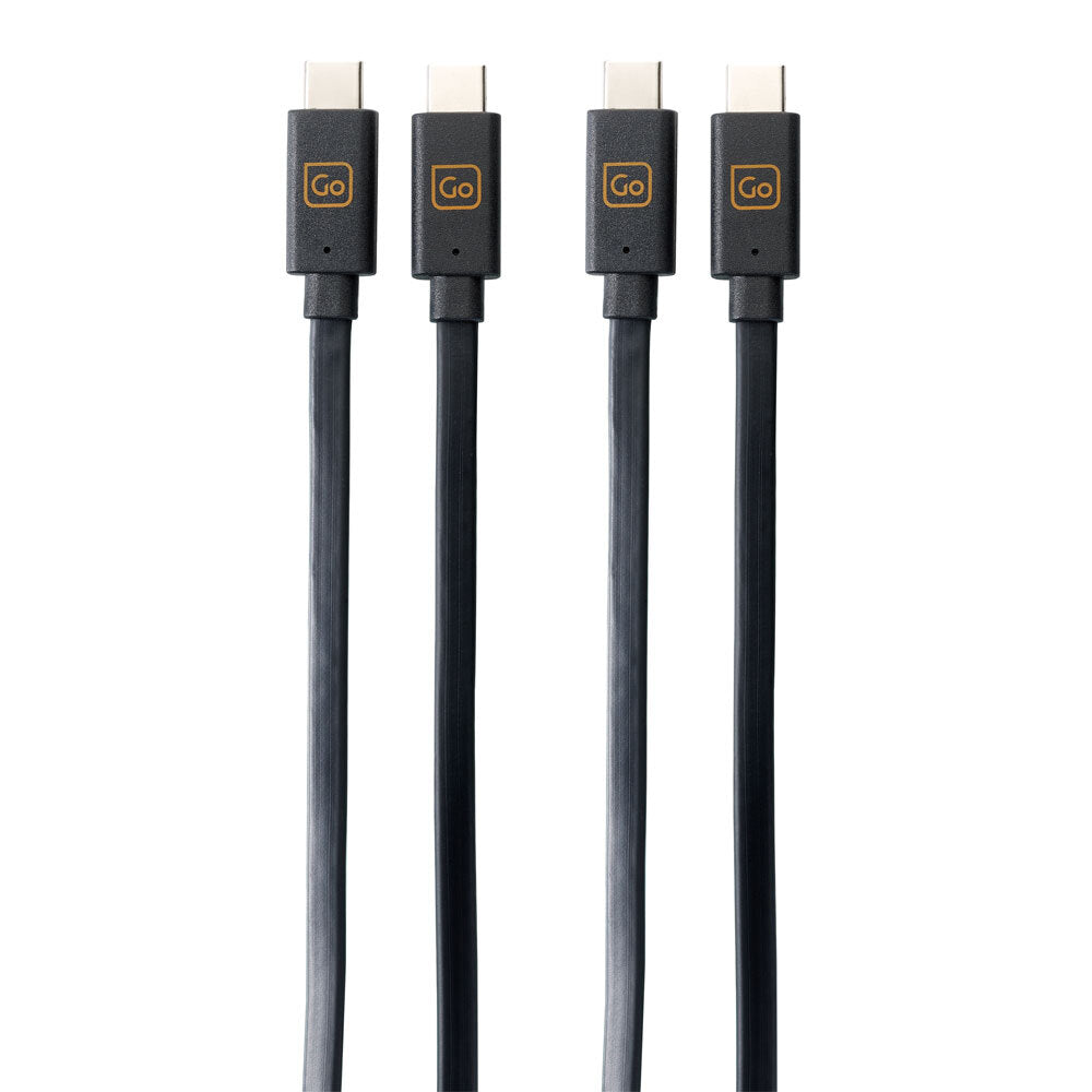 GO Travel Dual USB-C Data Sync Cable/Connector for Smartphones/Samsung Black (2 Pack)