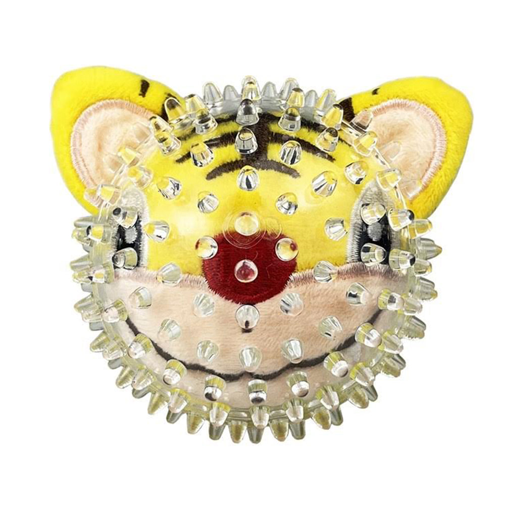 Rosewood 8cm Spiky Tiger Ball Dog/Pet Play Interactive Toy Yellow & Red Combo — image 3