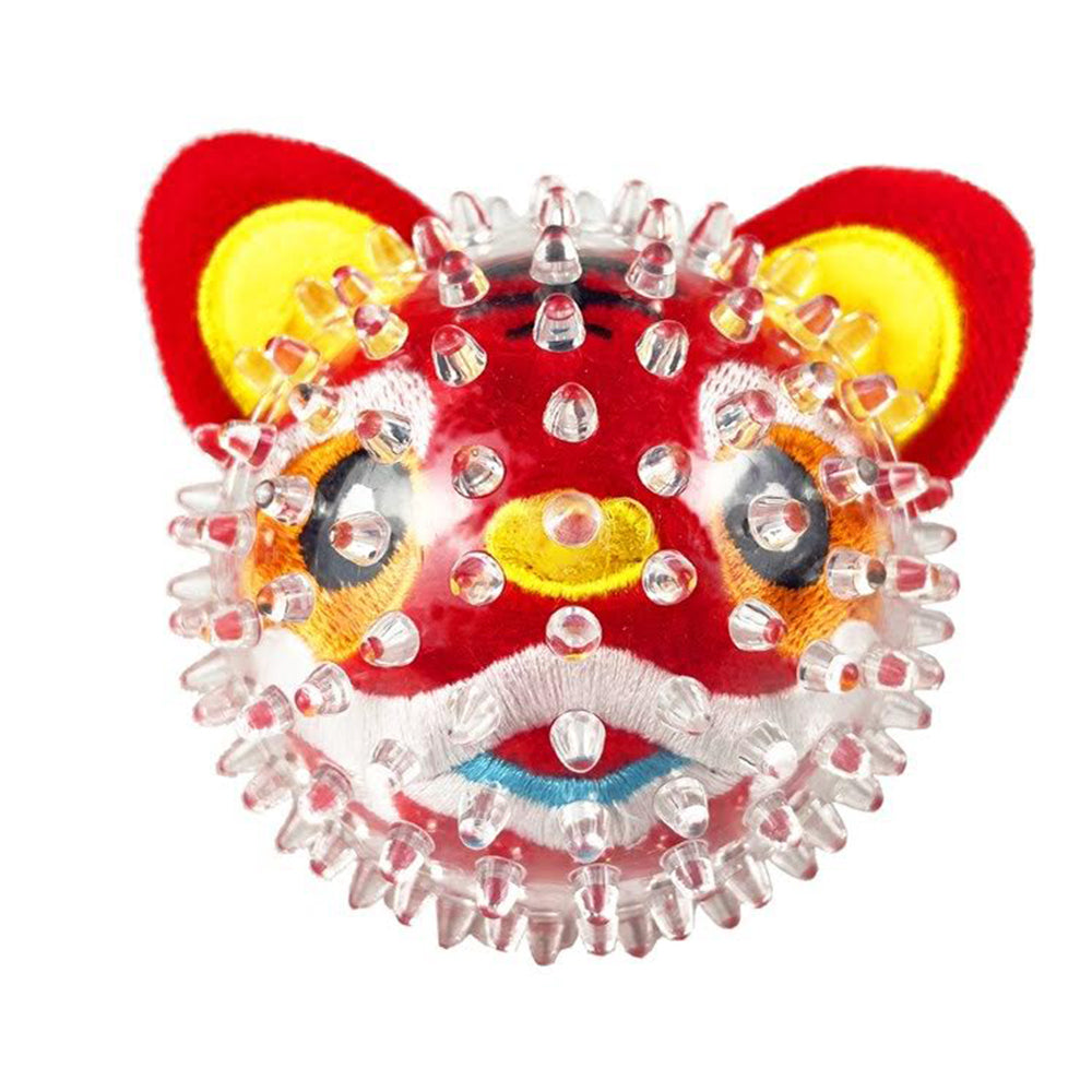 Rosewood 8cm Spiky Tiger Ball Dog/Pet Play Interactive Toy Yellow & Red Combo — image 2
