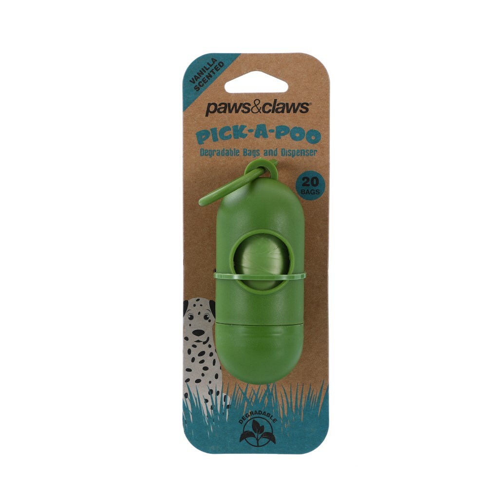 Paws and Claws Pick-a-Poo 32cm Pet Waste Dog Poo Bags w/Dispenser Degradable (60 Pieces) — image 2