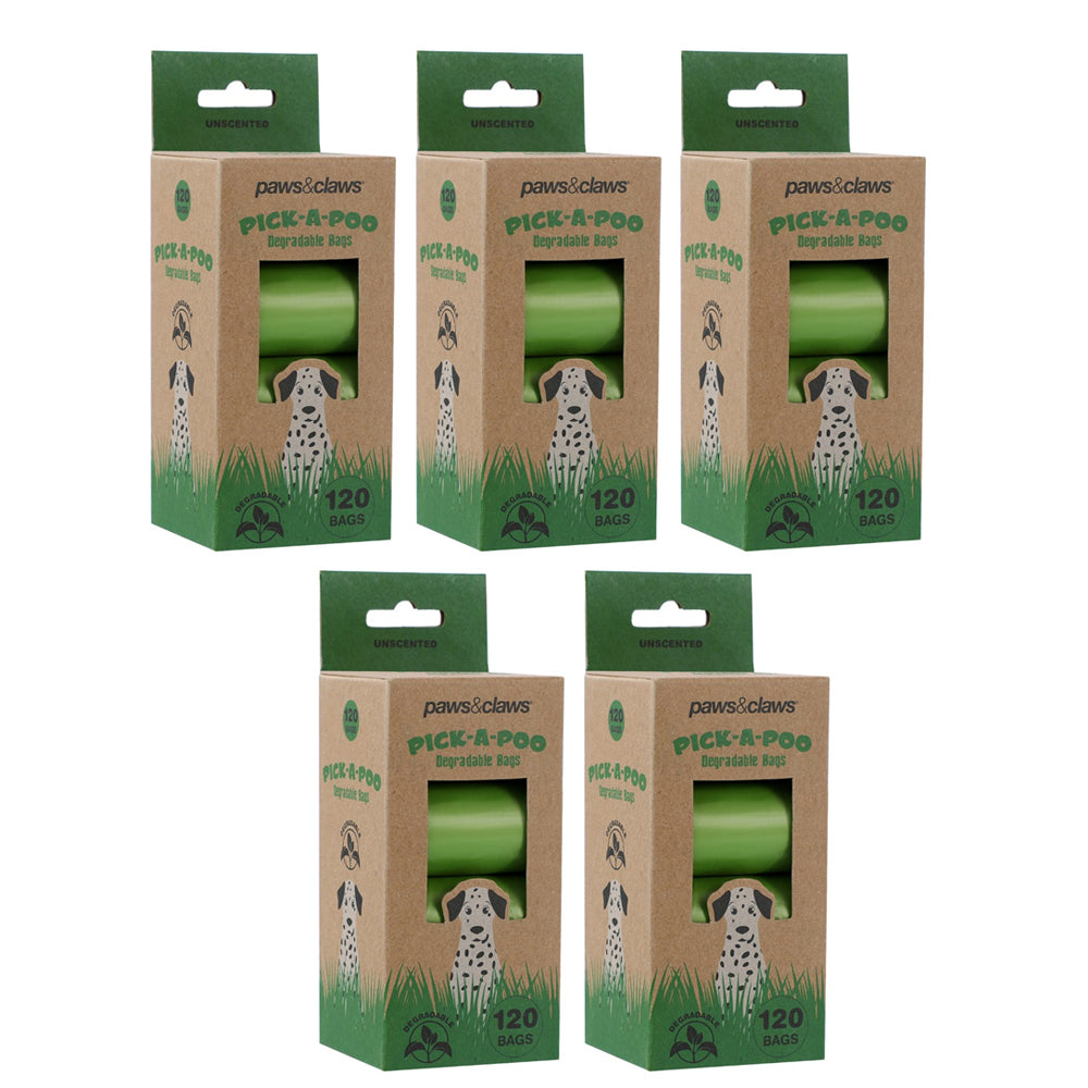 Paws and Claws Pick-A-Poo Unscented Degradable Dog Poop/Litter Eco Waste Bag (600 Pieces)