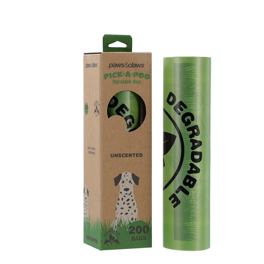 Paws and Claws 200pc Paws & Claws Pick-A-Poo Degradable Dog Poop/Litter Waste Bag/Dispenser (5 Pack) — image 2