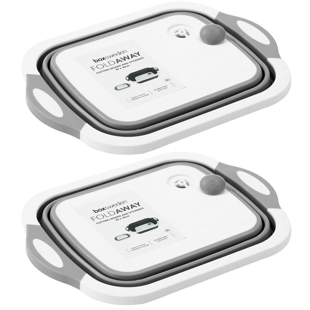 Boxsweden 40cm Foldaway/Collapsible Cutting Board/Foldable Strainer White (2 Pack)