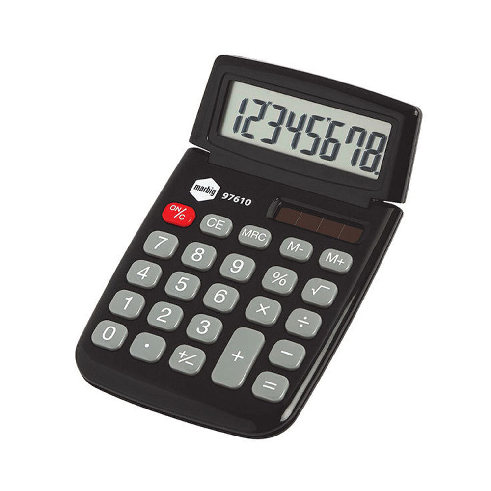 Marbig Dual Solar Powered 8 Digit Pocket Handheld Calculator Office Black (2 Pack) — image 2