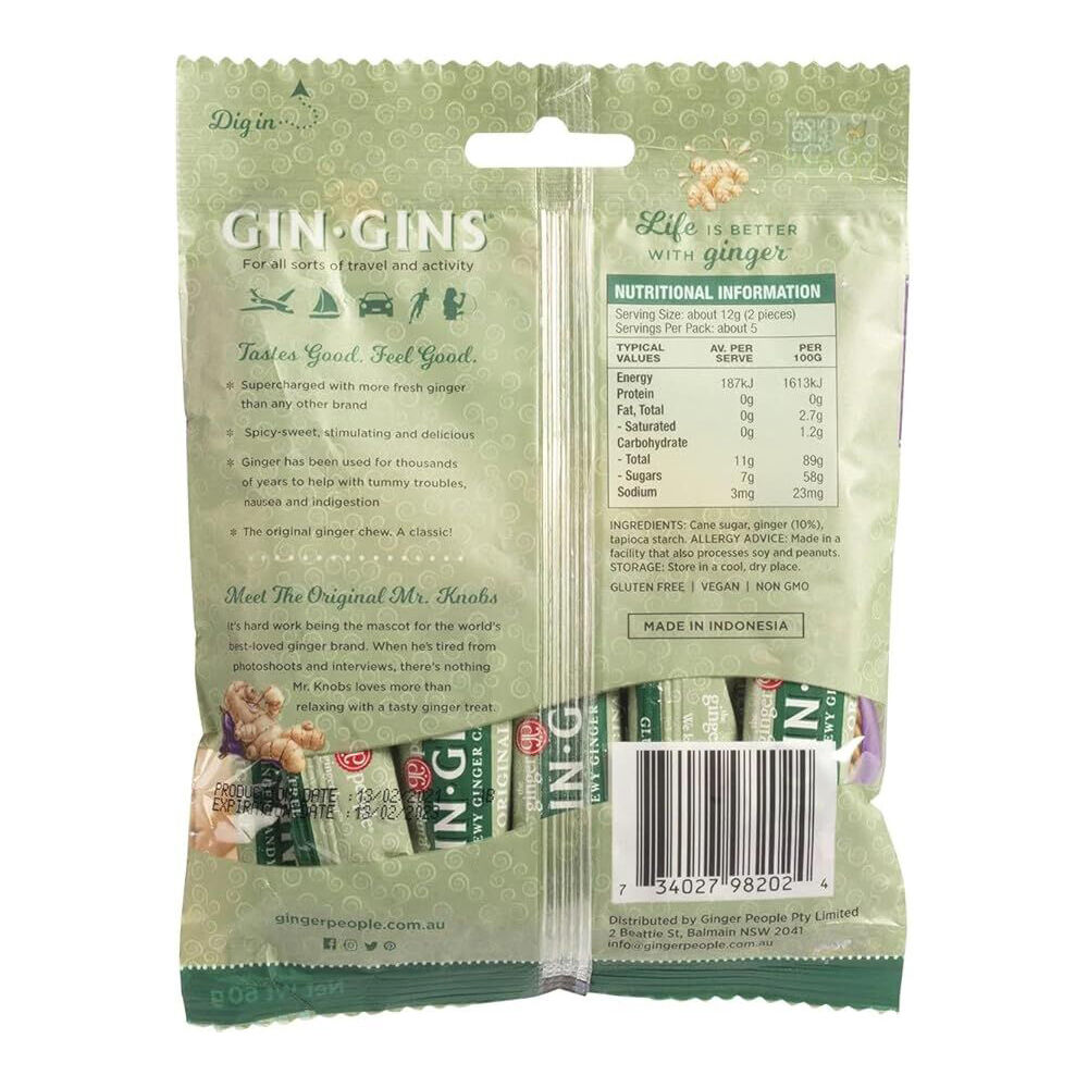 The Ginger People 60g Lollies Gin Gins Original Chewy Ginger-Flavoured Candy — image 3