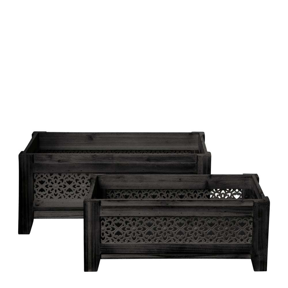 J. Elliot Sienna 58cm/45cm Wood Planters Flowers/Plants Container Set Black (2 Pieces)
