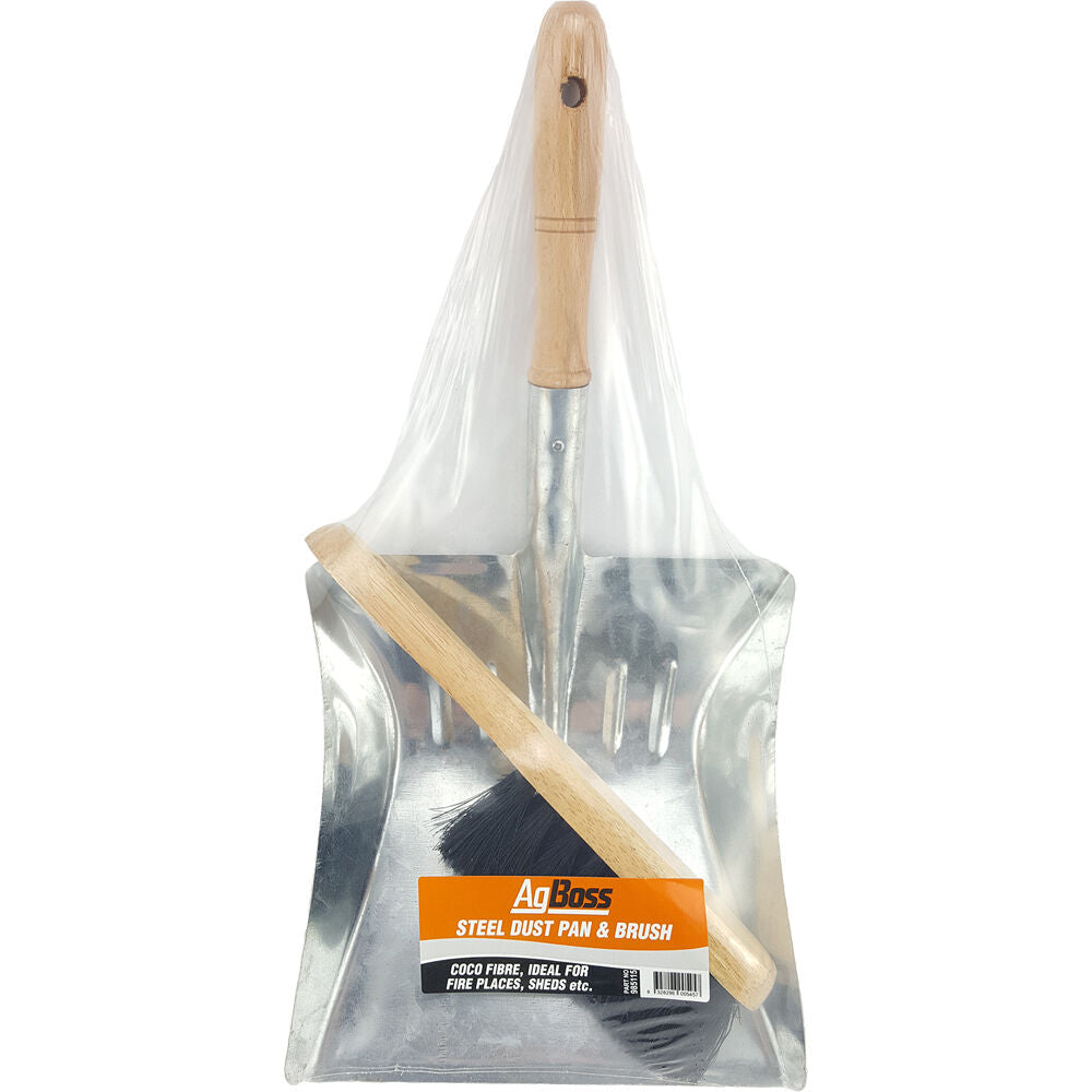 Agboss Steel Heavy Duty Dustpan & Brush Ideal For Fireplaces — image 2
