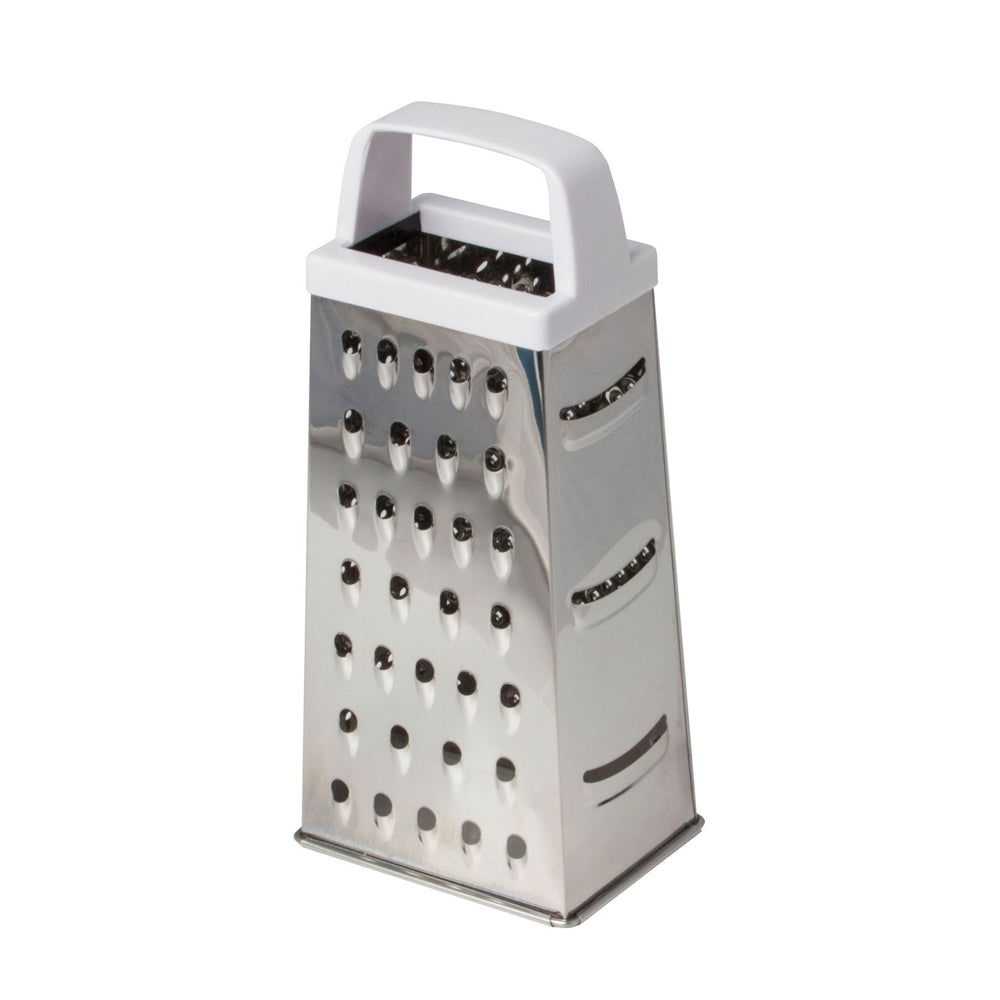 Cuisena 4-Sided Stainless Steel Box Grater w/ White Handle - Silver (4 Pack) — image 2