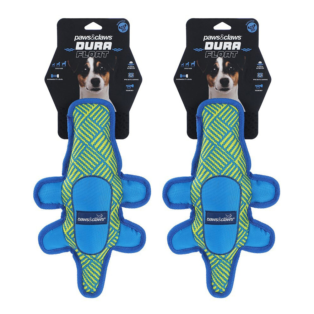 Paws and Claws 35x18x8cm Lightweight Dura Alligator Dog/Pet Canvas Play Toy (2 Pack)