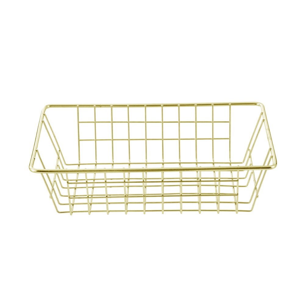 Boxsweden 26x7cm Wire Storage Basket Kitchen/Bath Organiser Container Gold (2 Pack) — image 5