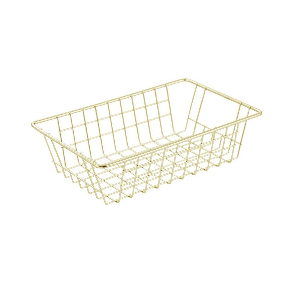 Boxsweden 26x7cm Wire Storage Basket Kitchen/Bath Organiser Container Gold (2 Pack) — image 2