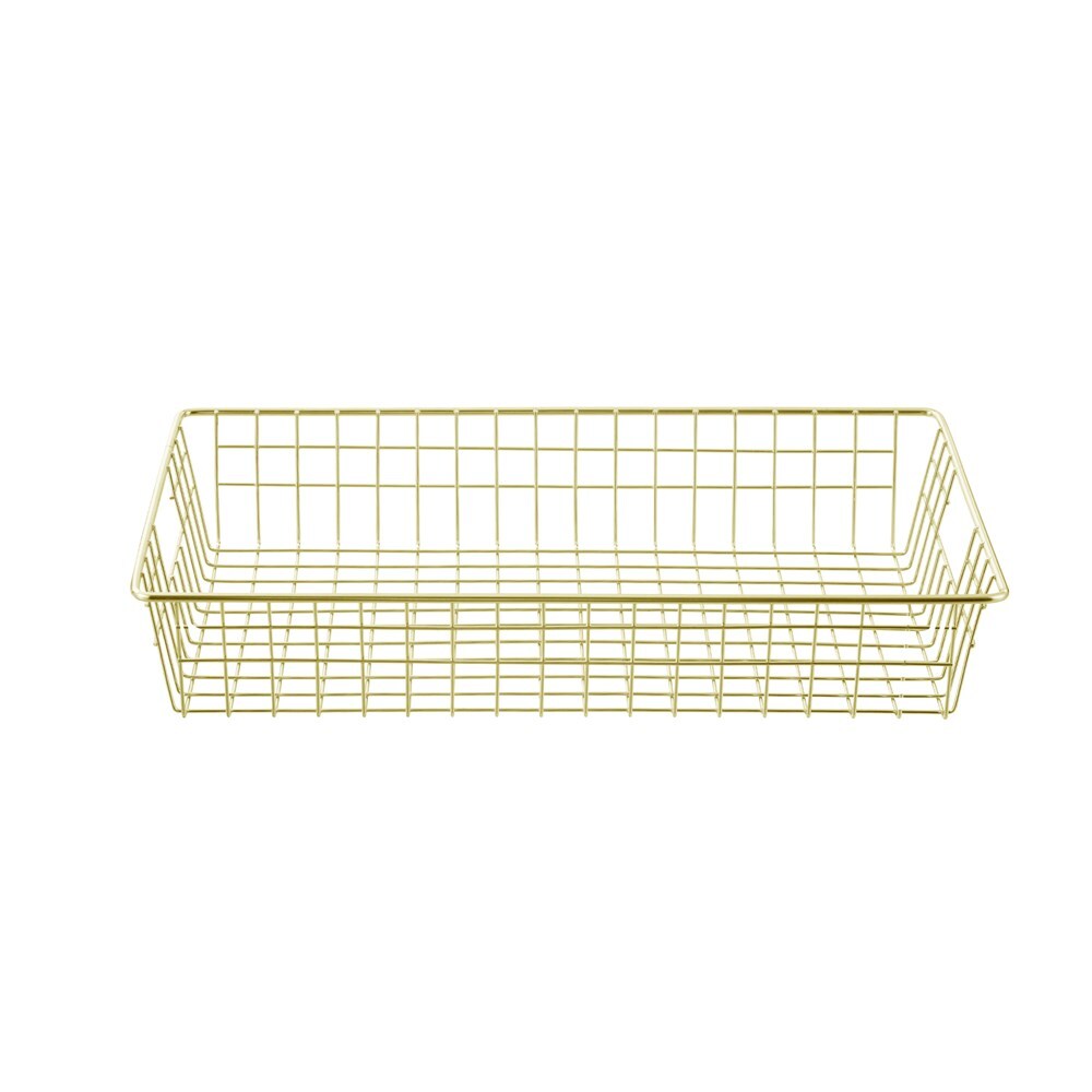 Boxsweden 40x7.5cm Wire Storage Basket Kitchen/Bath Organiser Container Gold (2 Pack) — image 5