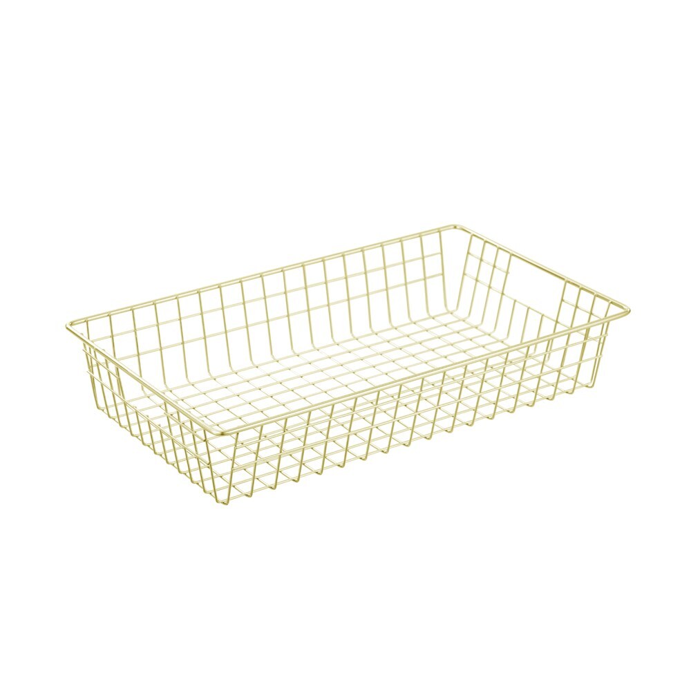 Boxsweden 40x7.5cm Wire Storage Basket Kitchen/Bath Organiser Container Gold (2 Pack) — image 2