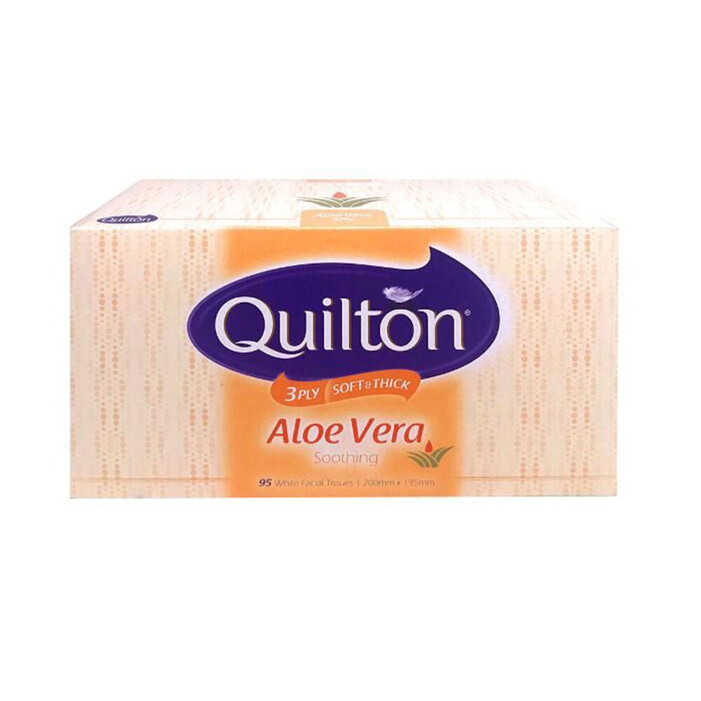 Quilton 3 Ply Facial Tissues Boxed 20x19.5cm Aloe Vera Soothing White (95 Pieces)