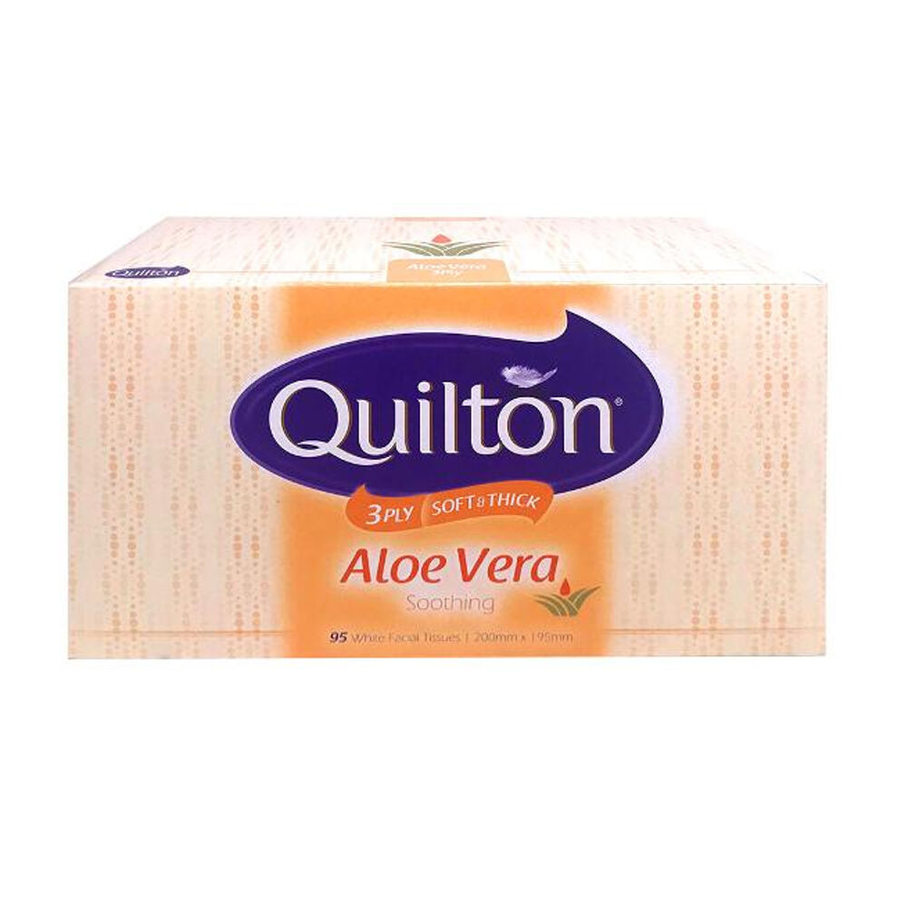 Quilton 95pc Quilton 3 Ply Facial Tissues Boxed 20x19.5cm Aloe Vera Soothing White (12 Pack) — image 2