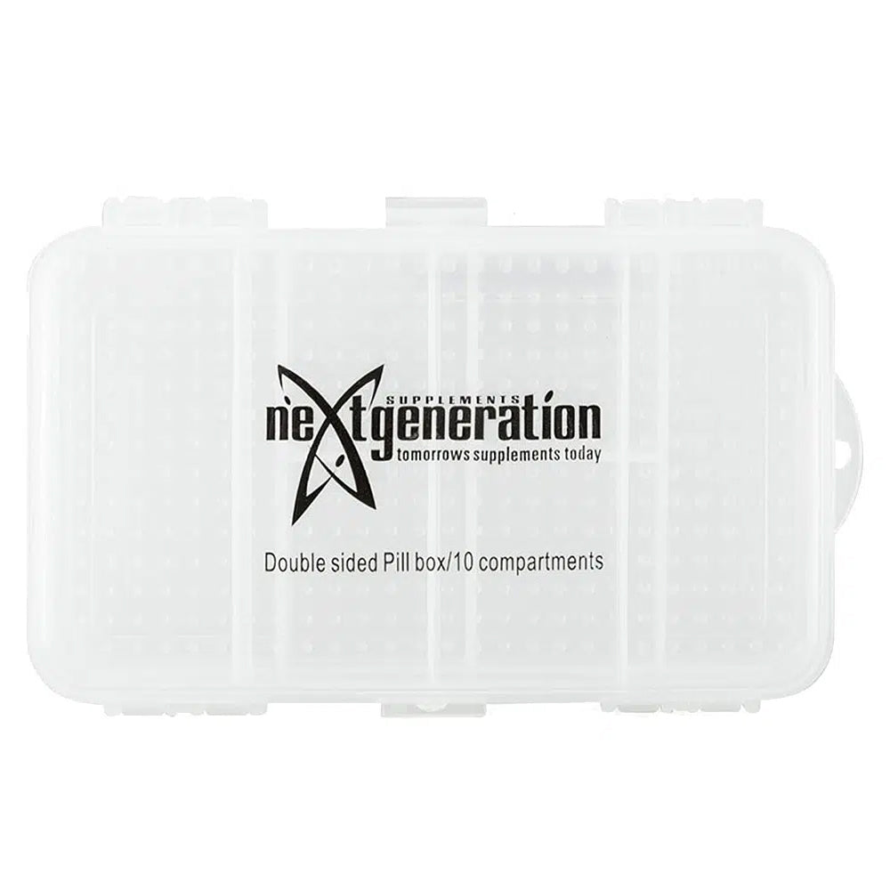 Next Generation Supplements Travel Double Sided Pill/Capsule Box 10 Slot Clear