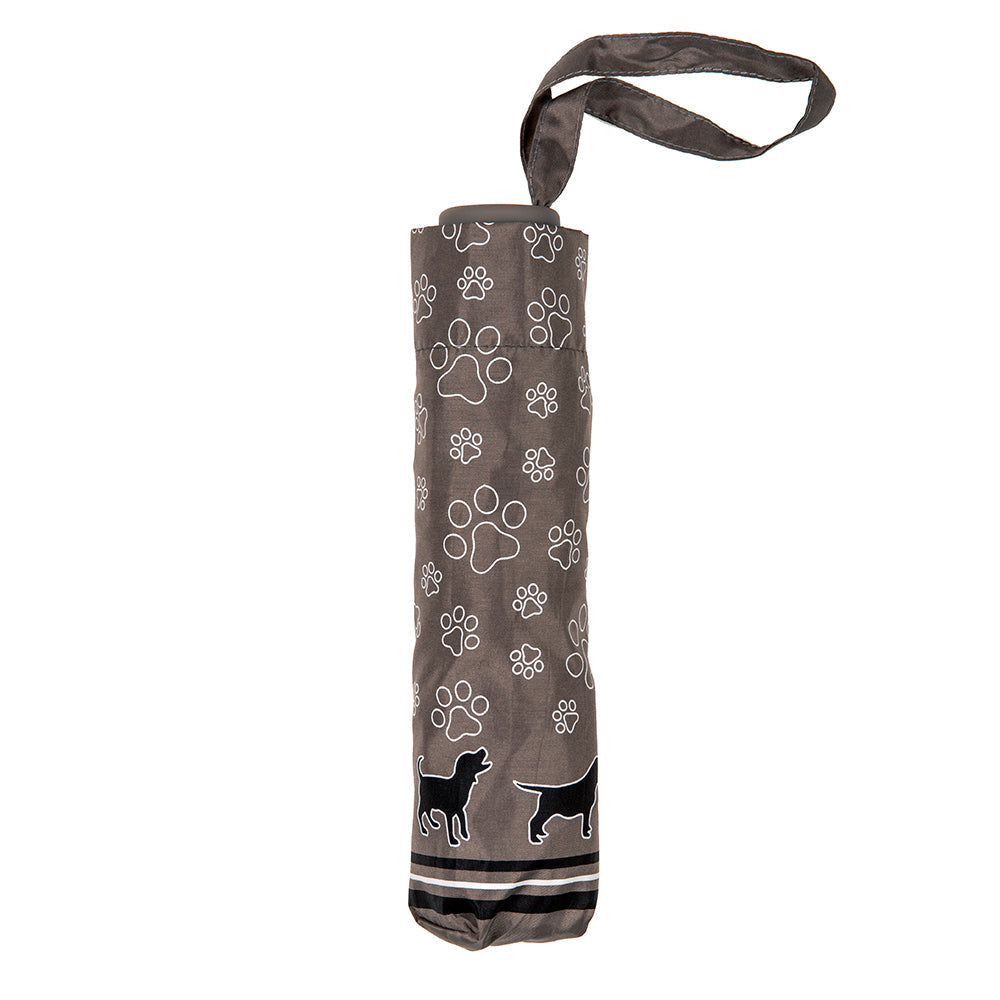 Clifton Women's Folding 97cm Black Dog Paw Print Umbrella UV Sun Shade Grey — image 2
