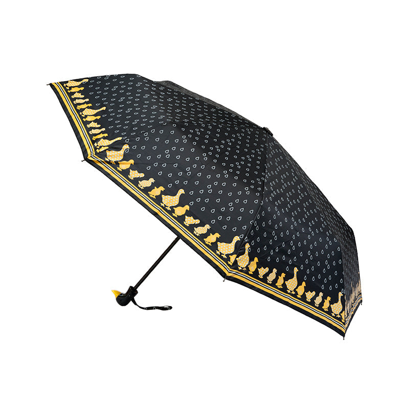 Clifton Women's Folding 100cm Duck Handle/Print Umbrella UV Sun Shade Black