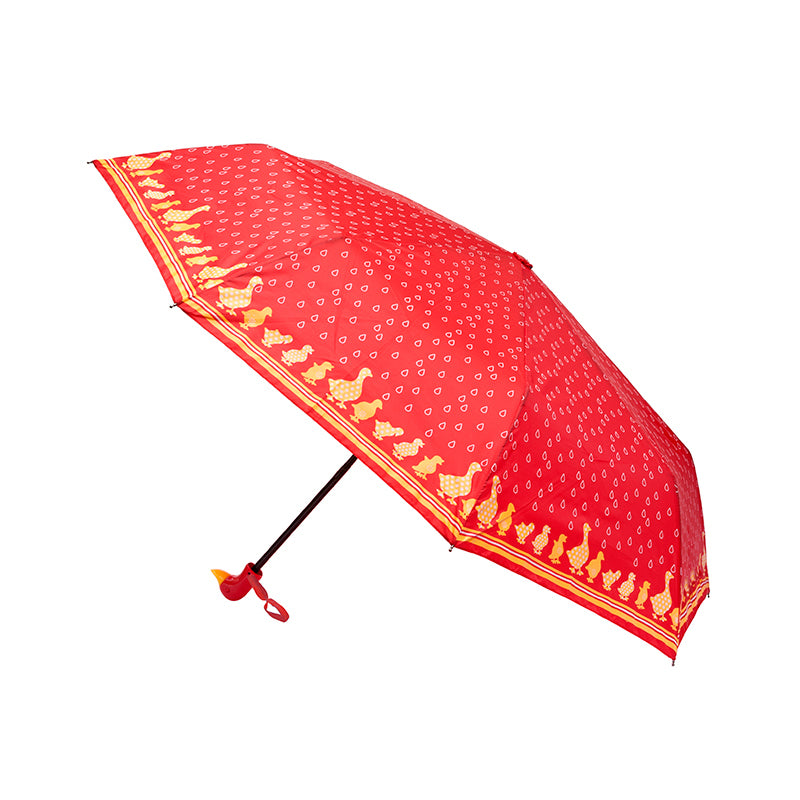 Clifton Women's Folding 100cm Duck Handle/Print Umbrella UV Sun Shade/Cover Red