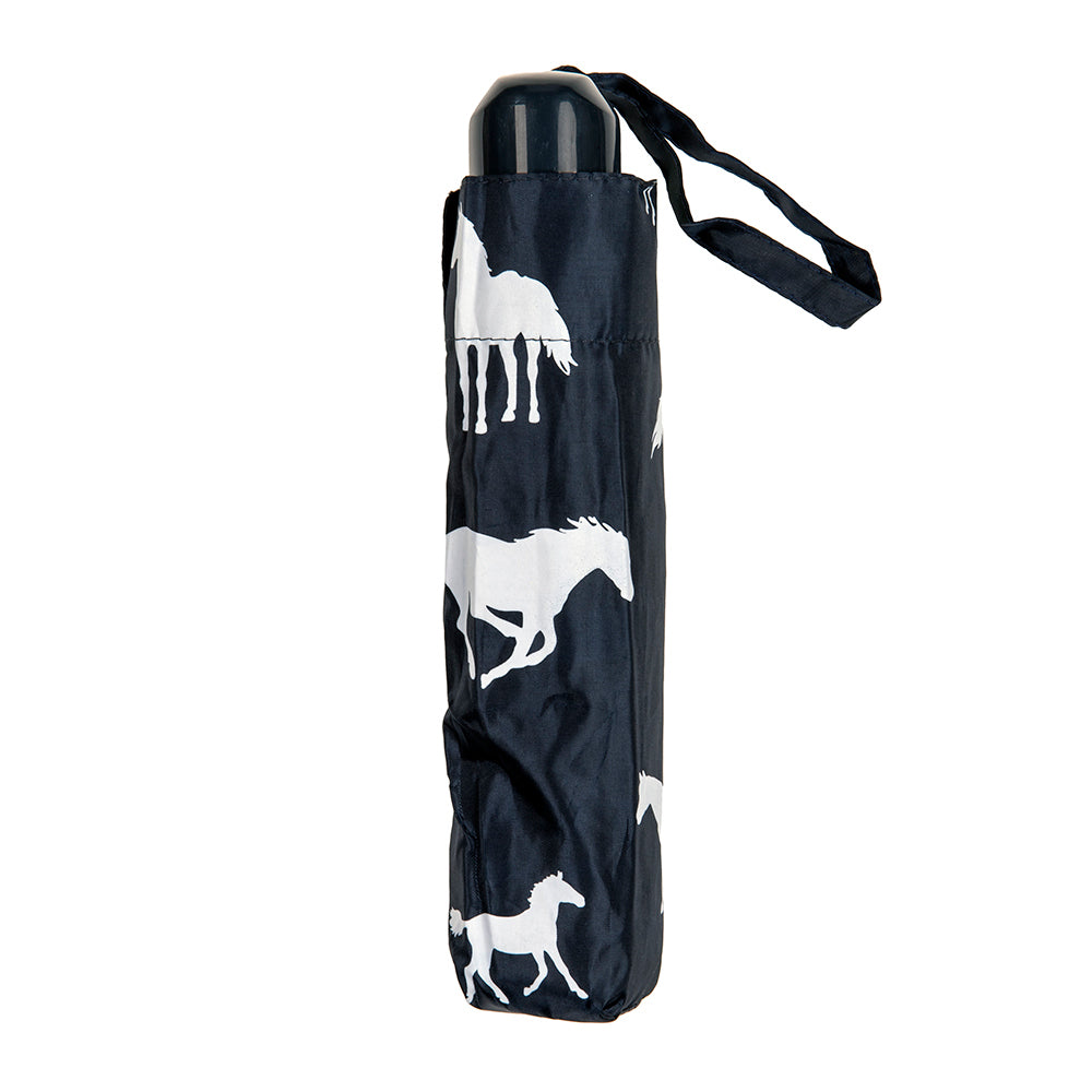 Clifton UPF50+ Navy w/ White Horses Mini Maxi Folding Wind Resist Umbrella — image 3