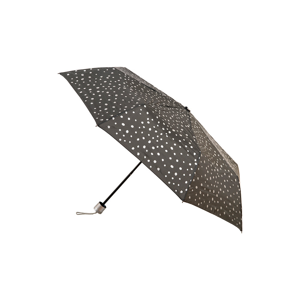 Clifton UPF50+ w Spots Mini Maxi Folding Wind Resist Umbrella — Grey Silver